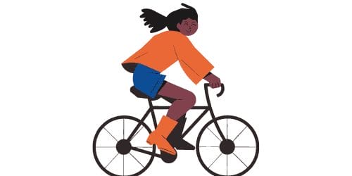 Dessin d'une fille qui fait du vélo